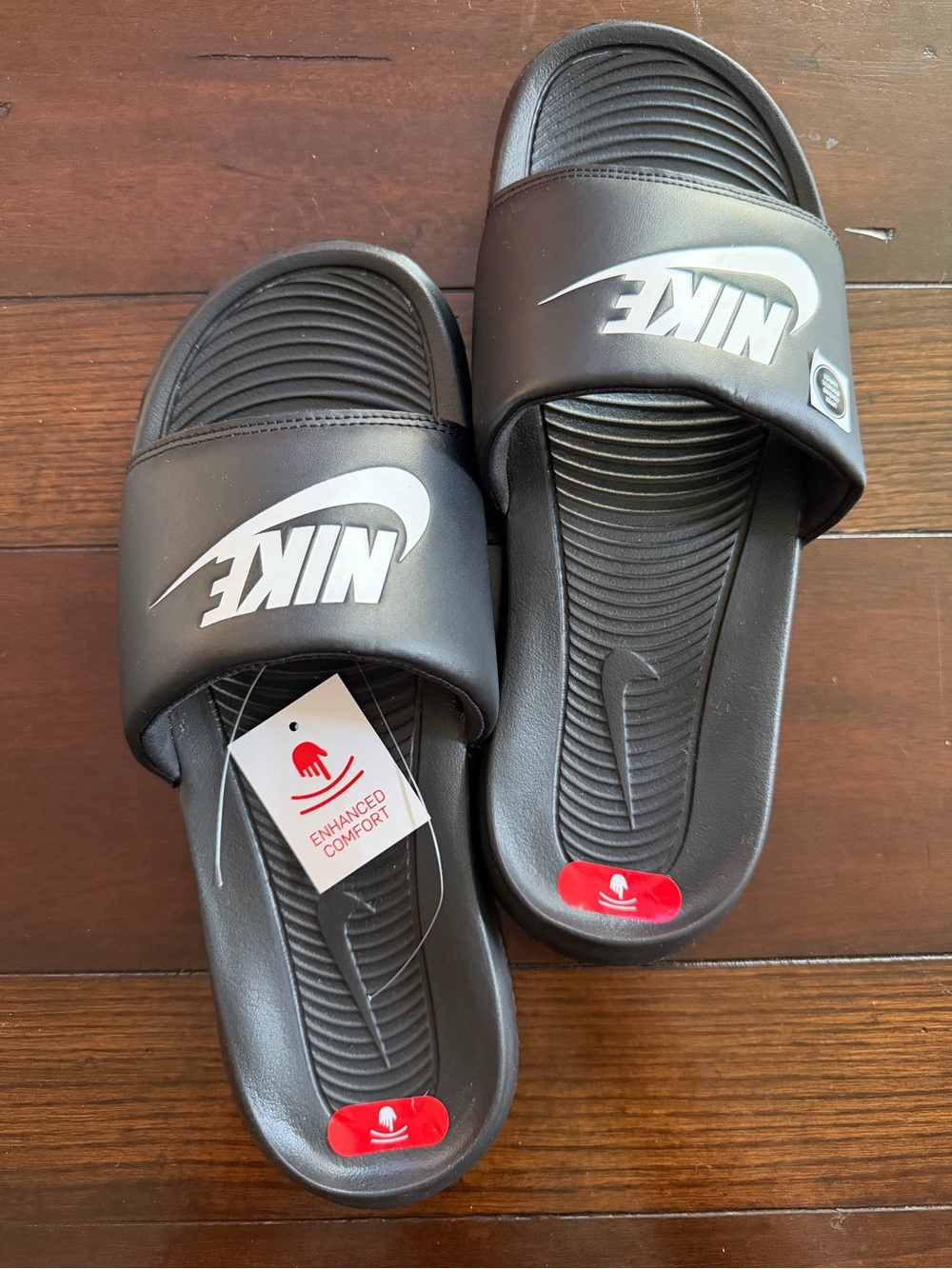 NEW IN BOX Nike Victori Black and White Logo One Slide Sandals - Picture 3 of 7